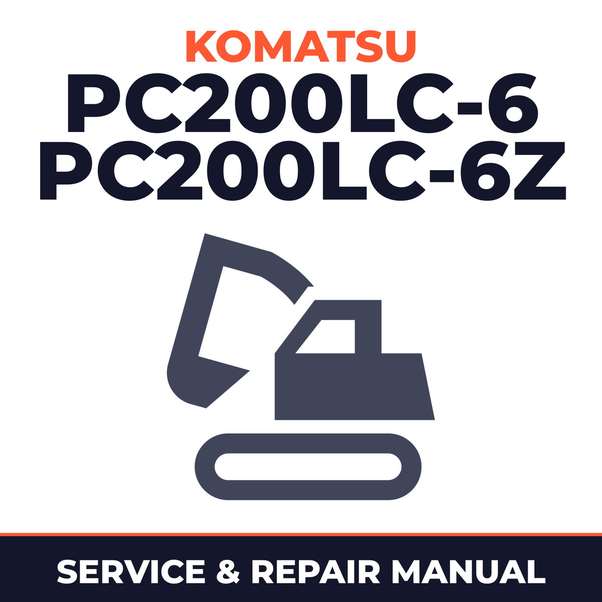 Komatsu Service PC200LC-6, PC200LC-6Z Shop Manual Excavator Repair Book