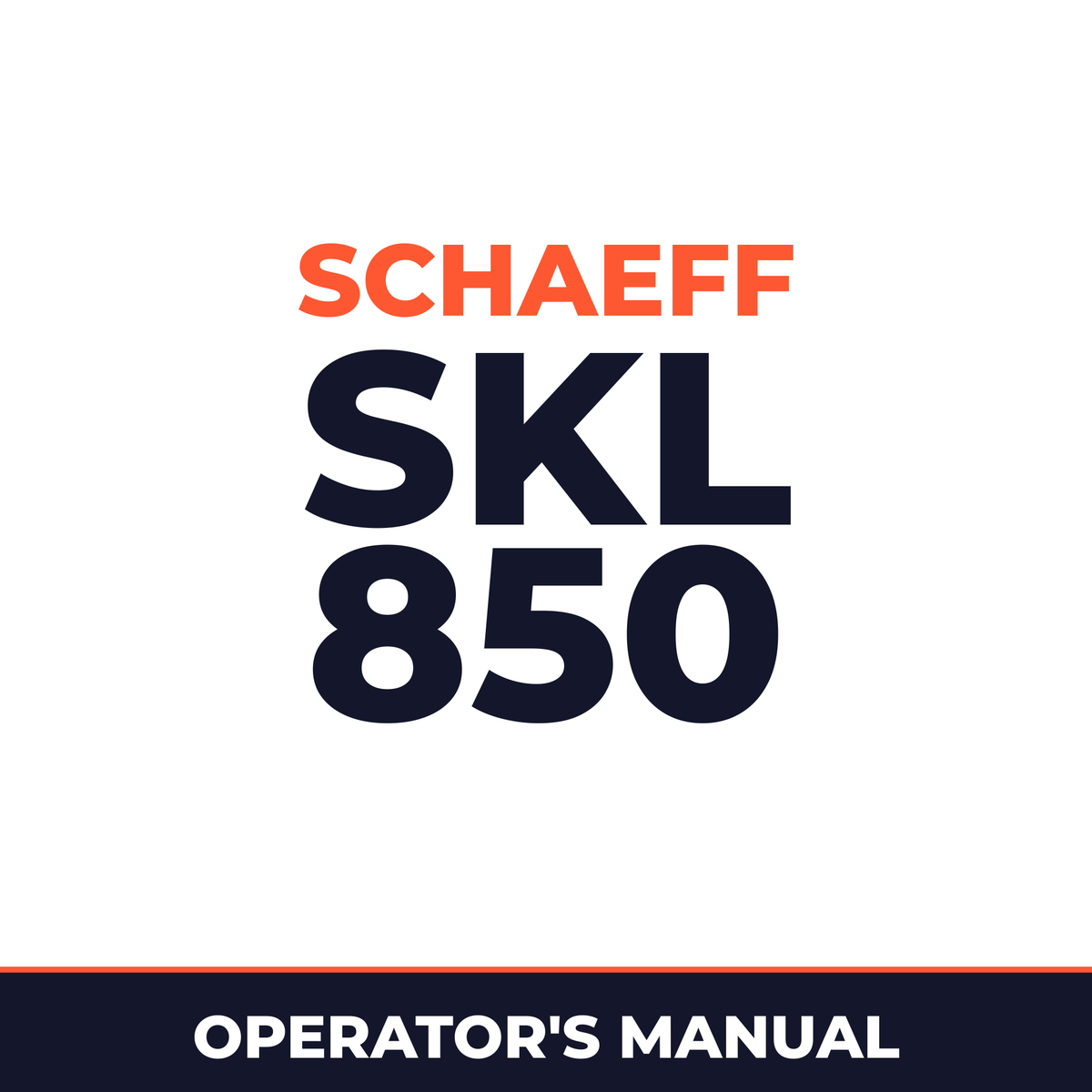 Schaeff SKL 850 Series A Operation Instructions Manual
