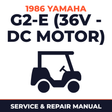 1986 Yamaha G2-E (36V - DC MOTOR) Service and Repair Manual - golf car workshop manual cover