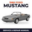 1988 Ford Mustang service and repair manual cover with vehicle photo