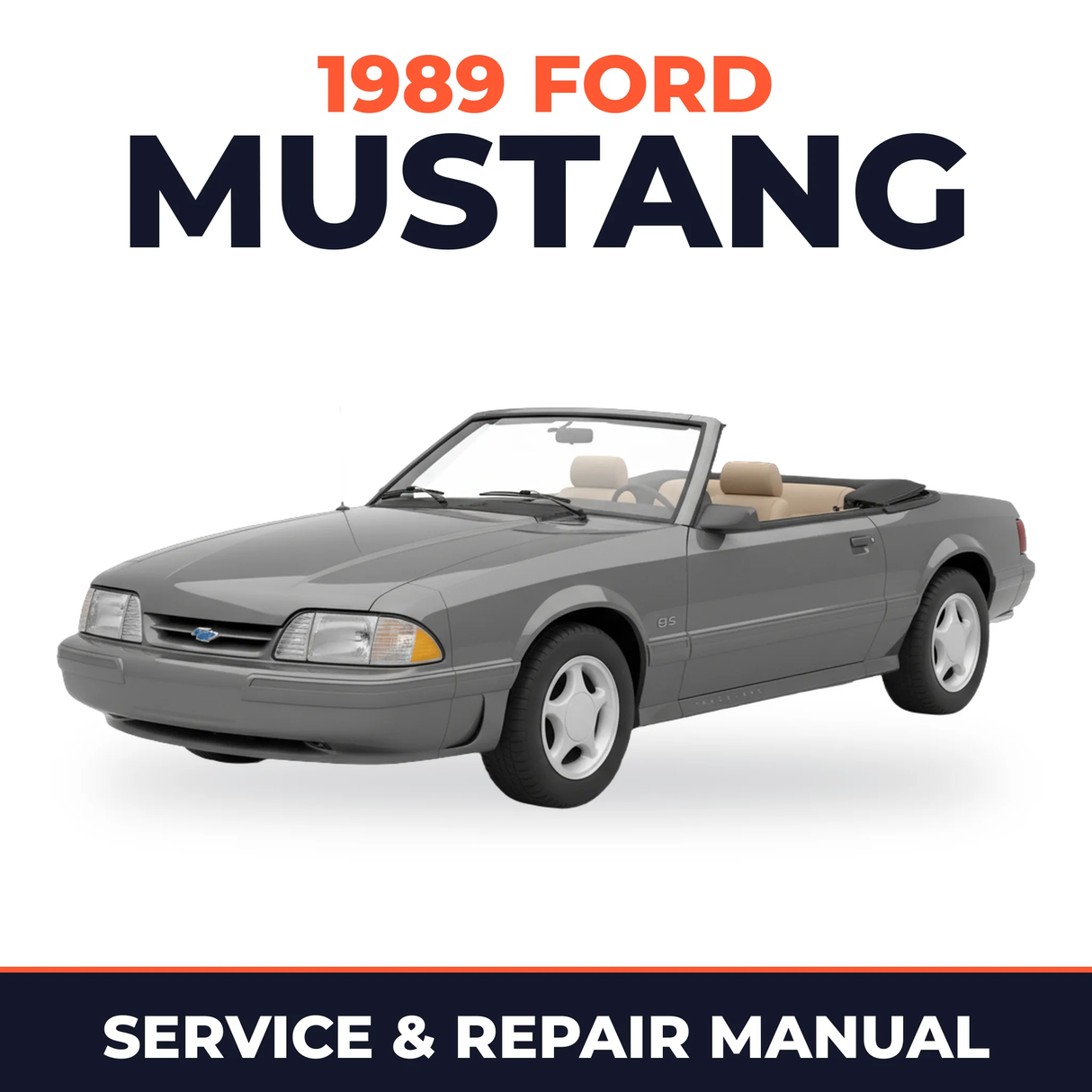 1989 Ford Mustang service and repair manual cover with vehicle photo