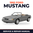 1992 Ford Mustang service and repair manual cover with vehicle photo