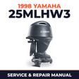 1998 Yamaha 25MLHW3 2 stroke Service and Repair Manual
