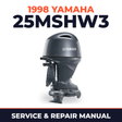 1998 Yamaha 25MSHW3 2 stroke Service and Repair Manual
