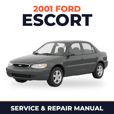 2001 Ford Escort service and repair manual cover with vehicle photo