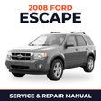 2008 Ford Escape service and repair manual cover with vehicle photo
