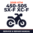 2008 KTM 450-505 SX-F XC-F Service and Repair Manual - motorcycle workshop manual cover