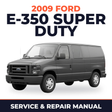 2009 Ford E-350 Super Duty service and repair manual cover with vehicle photo