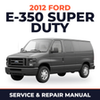 2012 Ford E-350 Super Duty service and repair manual cover with vehicle photo