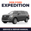 2018 Ford Expedition service and repair manual cover with vehicle photo