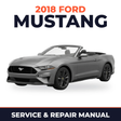 2018 Ford Mustang service and repair manual cover with vehicle photo