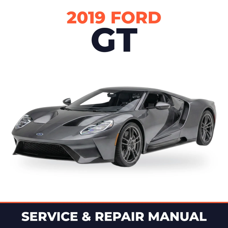 2019 Ford GT service and repair manual cover with vehicle photo