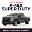 2020 Ford F-450 Super Duty service and repair manual cover with vehicle photo