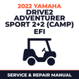 2022 Yamaha DRIVE2 ADVENTURER SPORT 2+2 (CAMP) EFI Service and Repair Manual - golf car workshop manual cover