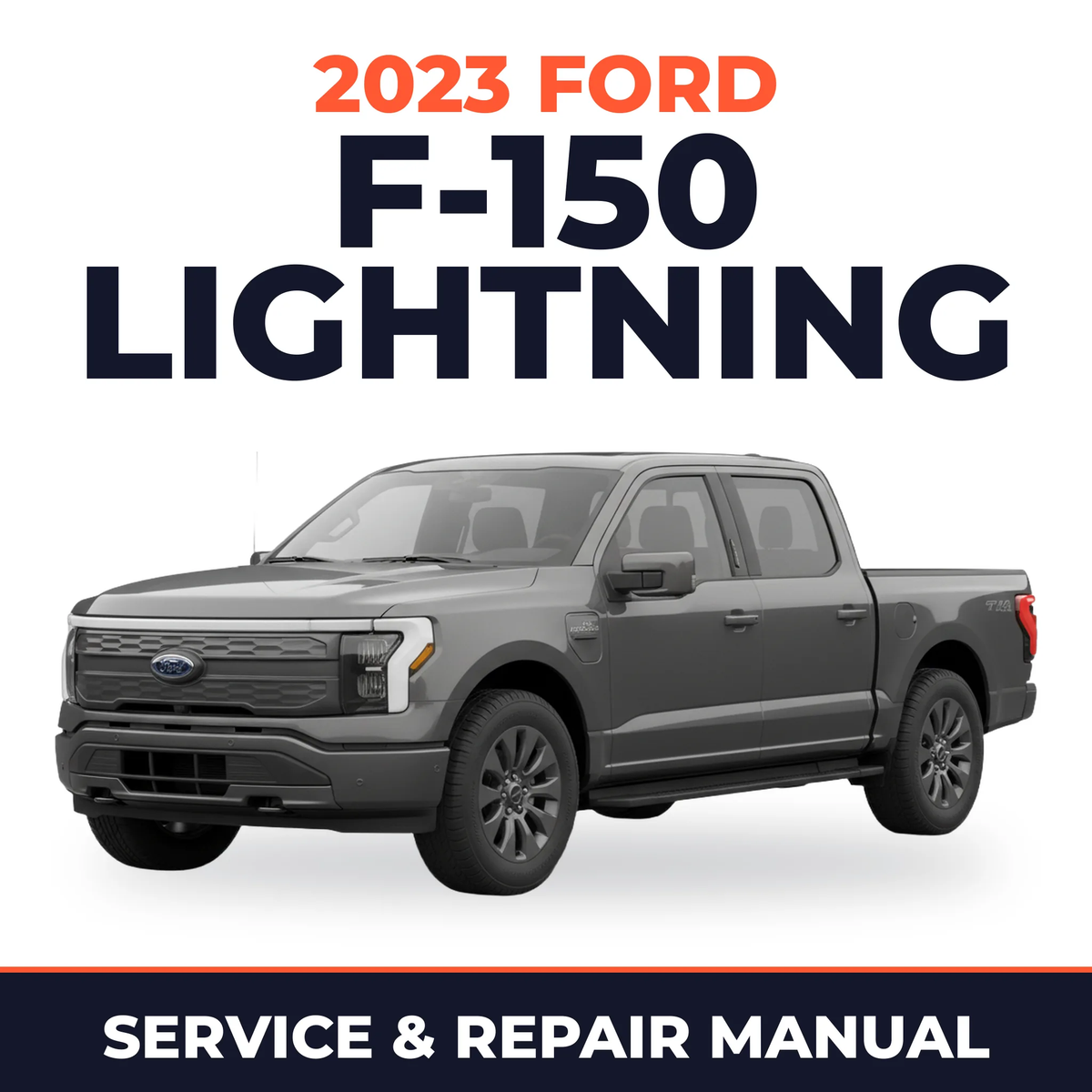 2023 Ford F-150 Lightning service and repair manual cover with vehicle photo