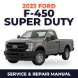 2023 Ford F-450 Super Duty service and repair manual cover with vehicle photo