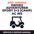 2023 Yamaha DRIVE2 ADVENTURER SPORT 2+2 (CAMP) AC IRS Service and Repair Manual - golf car workshop manual cover