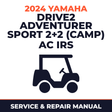 2024 Yamaha DRIVE2 ADVENTURER SPORT 2+2 (CAMP) AC IRS Service and Repair Manual - golf car workshop manual cover