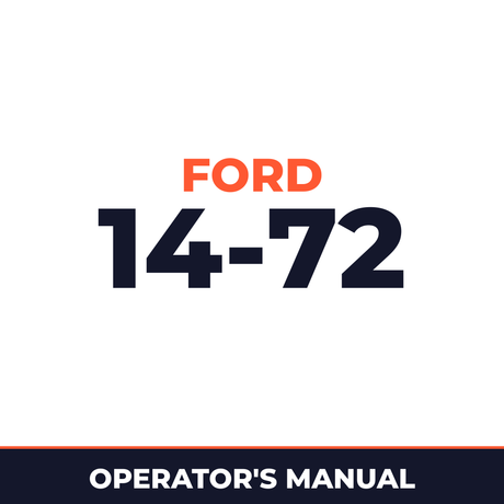 Ford 14-72 Mounted Side Delivery Rake Operator's Manual