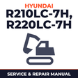 Hyundai R210LC-7H, R220LC-7H Crawler Excavator Service Repair Factory Manual INSTANT