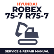 Hyundai Robex 75-7 R75-7 Mini Excavator Workshop Servcie Repair Manual