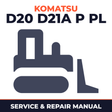 Komatsu D20, D21A, P, PL Bulldozer Complete Workshop Service Repair Manual