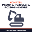 Komatsu PC200-6, PC200LC-6, PC220-6, PC220LC-6 EXCEL Hydraulic Excavator Operation & Maintenance Manual (SN: PC200-1035