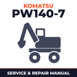 Komatsu PW140-7 Hydraulic Excavator Service Repair Workshop Manual (SN: H55051 and up)