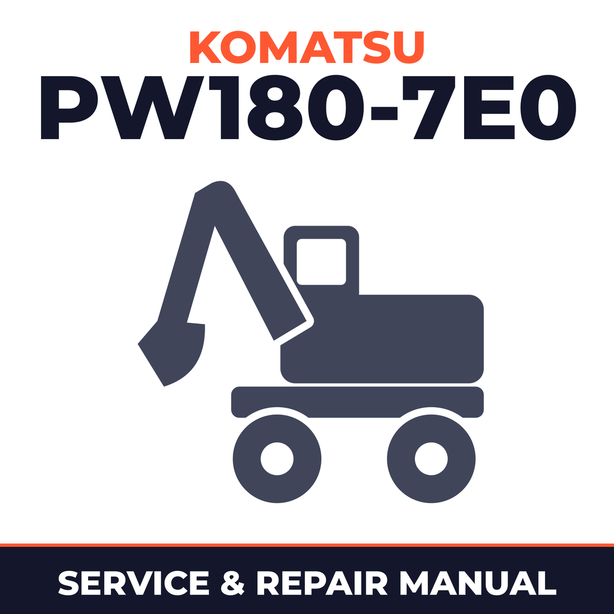 Komatsu PW180-7E0 Hydraulic Excavator Service Repair Shop Manual (SN: H55051 and up)