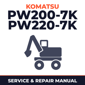 Komatsu PW200-7K,PW220-7K Wheeled Hydraulic Excavator Service Repair Shop Manual S/N K40001 and up