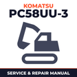 Komatsu Service PC58UU-3 Shop Manual Excavator Repair Book
