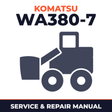Komatsu WA380-7 Wheel Loader Service Repair Manual - 10001 and up
