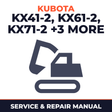 Kubota KX41-2 KX61-2 KX71-2 KX91-2 KX121-2 KX161-2 Excavator Complete Workshop Service Repair Manual
