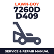 Lawn Boy 7260D 1975 500000001-599999999 Lawn-Boy D409 Walk-Behind Mower Service & Repair Manual