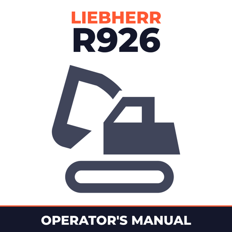 LIEBHERR R926 Excavator Operators OPERATING Manual (Serial no. from: 35426)