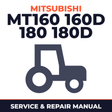 Mitsubishi MT160 160D 180 180D instruction book Tractor Service & Repair Manual