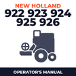 New Holland 922 923 924 925 926 Combine Operator's Manual