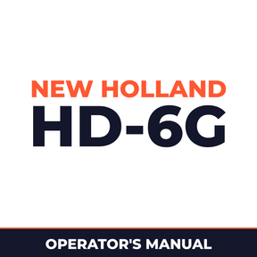 New Holland CE HD-6G Operators Manual