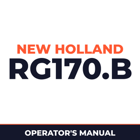 New Holland CE RG170.B Operators Manual