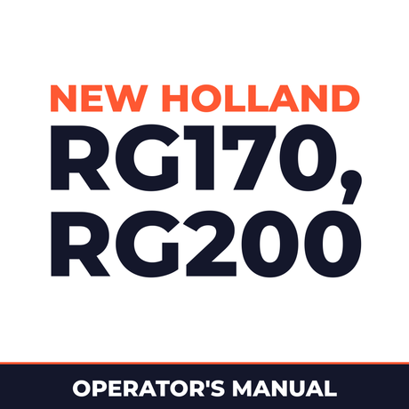 New Holland CE RG170, RG200 Operators Manual