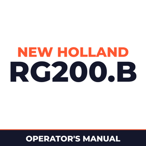New Holland CE RG200.B Operators Manual