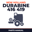 New Holland Durabine 416 419 Combine Parts Manual