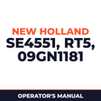 New Holland Ford SE4551 RT5 Rotary Tiller 09GN1181 Operator's Manual