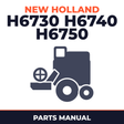New Holland H6730 H6740 H6750 Combine Parts Manual