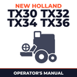 New Holland TX30 TX32 TX34 TX36 Combine French Operator's Manual