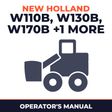 New Holland W110B, W130B, W170B, W190B Operators Manual