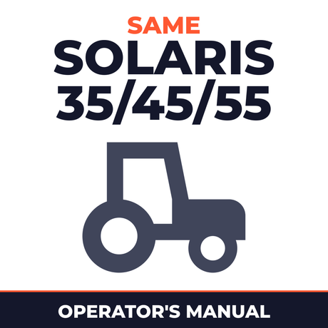 Same Solaris 35/45/55 Tractors Operator's Manual