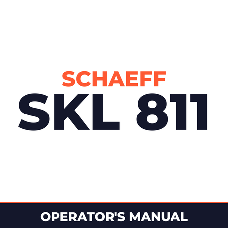 Schaeff SKL 811 Series A Operation Instructions Manual