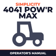 Simplicity 4041 Pow'r Max Tractor Operator's Manual