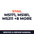 Stihl MS 171 181 211 Brushcutters & HS 75 80 85 HT 101 170 170C 180 180C Service & Repair Manual